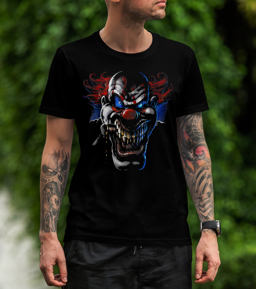 Scary Clown Evil Grinning Red Eyes T-Shirt
