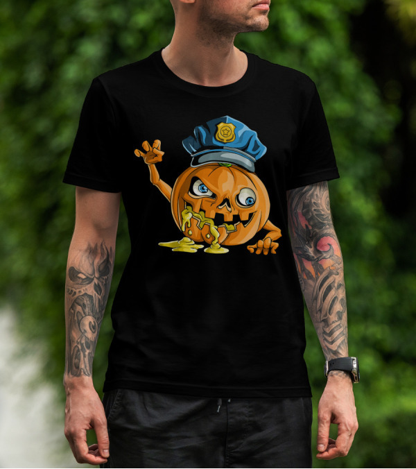 Zombie Pumpkin Police Officer Rising T-Shirt