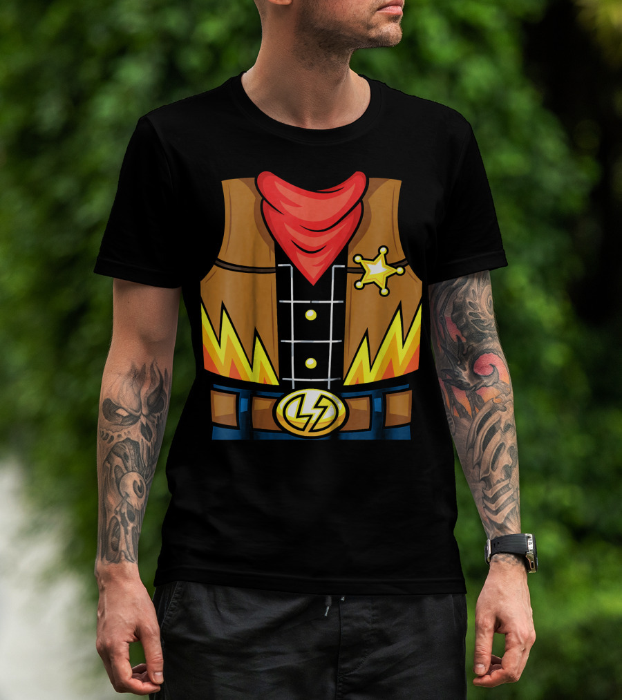 Kids Cowboy Lightning Sheriff Badge Vest T-Shirt