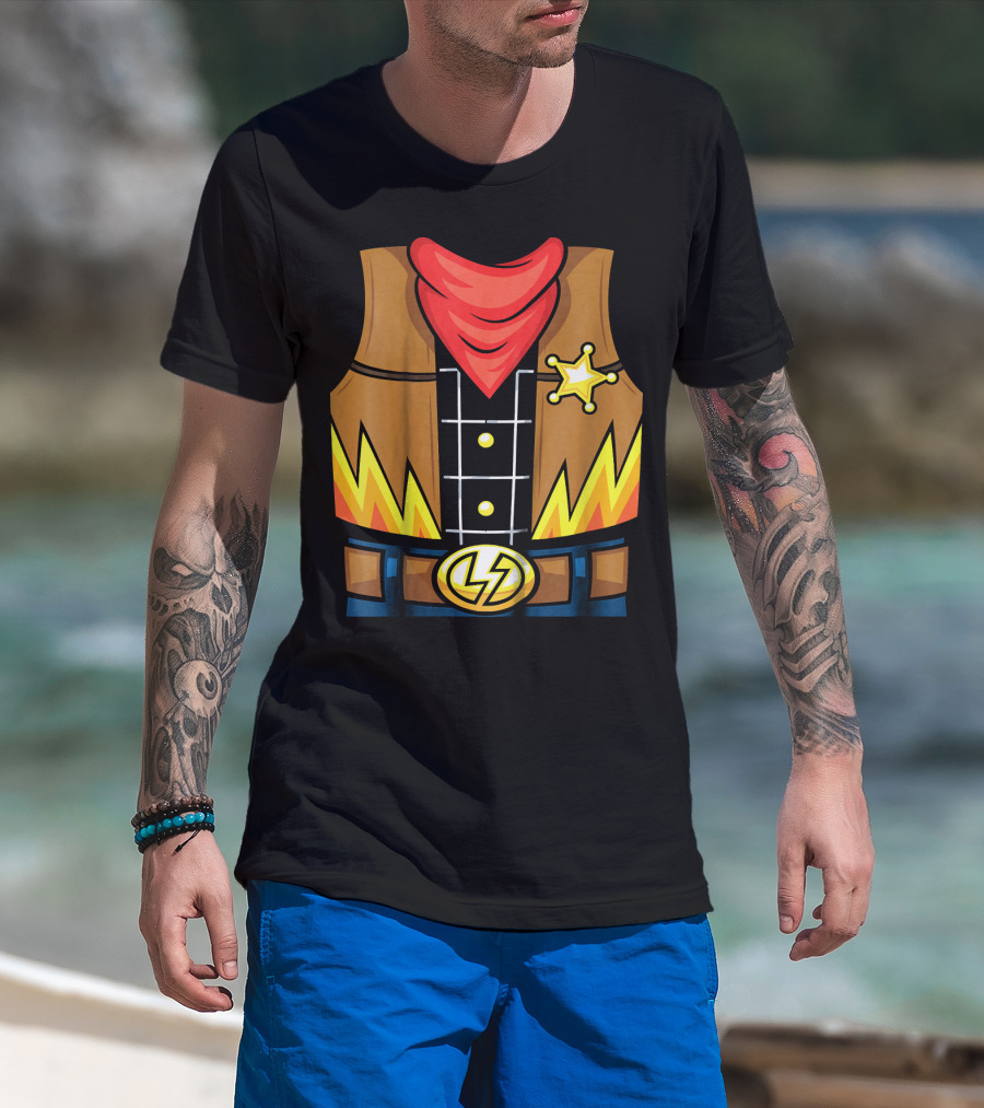 Kids Cowboy Lightning Sheriff Badge Vest T-Shirt