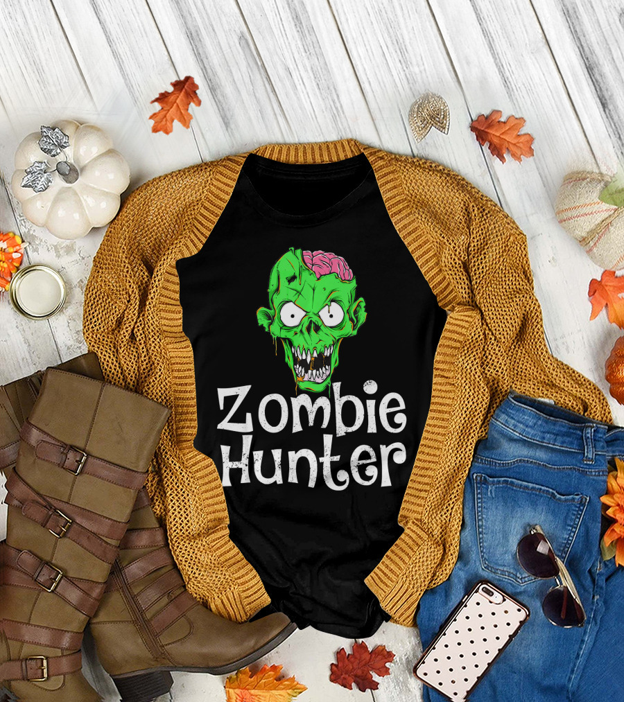 Zombie Hunter Halloween Zombie Head T-Shirt