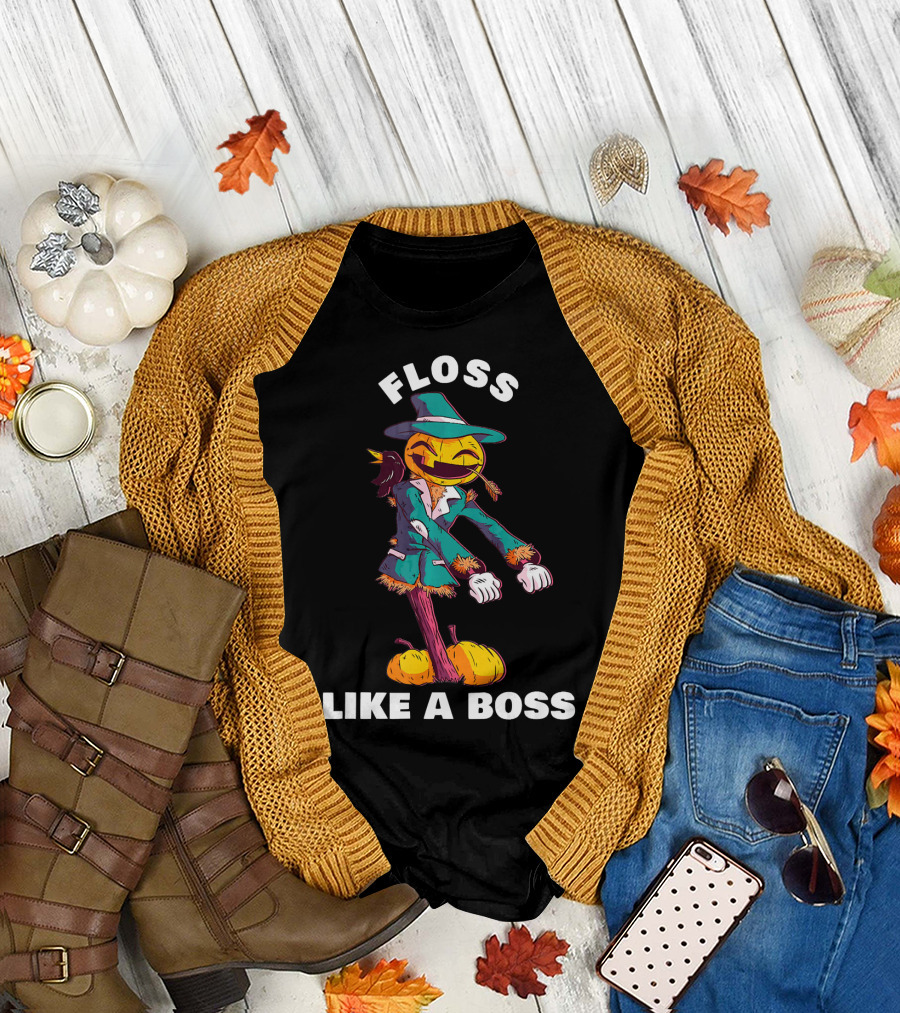Floss Like A Boss Pumpkin Scarecrow Dance T-Shirt