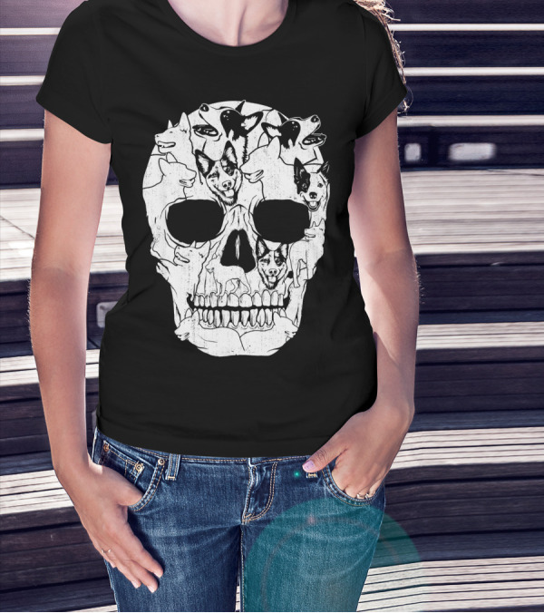 Australian Cattle Dog Skull Halloween Co Canine T-Shirt
