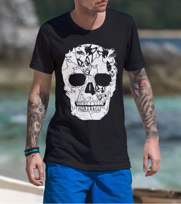 Australian Cattle Dog Skull Halloween Co Canine T-Shirt