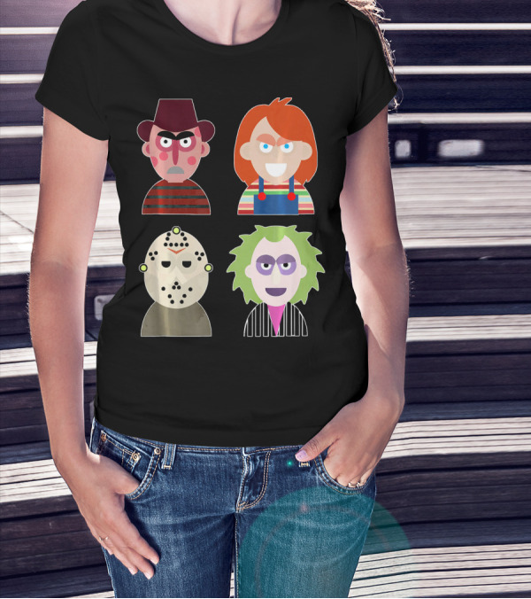 Freddy Krueger Chucky Jason Voorhees Beetlejuice Horror Movie Icons T-Shirt
