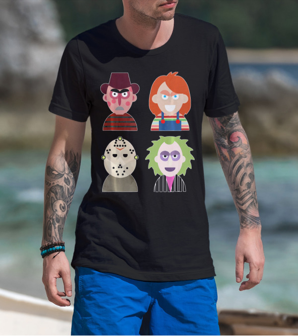 Freddy Krueger Chucky Jason Voorhees Beetlejuice Horror Movie Icons T-Shirt