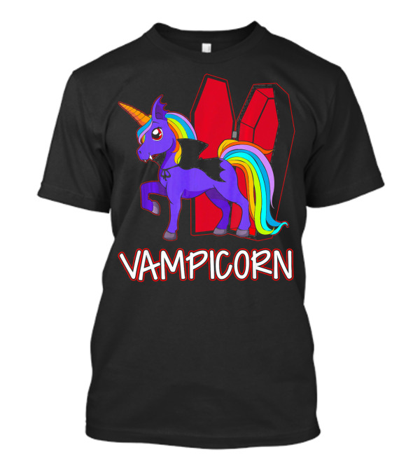 Vampicorn Rainbow Unicorn Vampire With Coffin Wings T-Shirt
