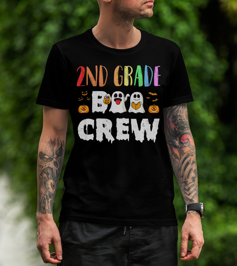 2nd Grade Boo Crew Halloween Ghosts Pumpkins T-Shirt