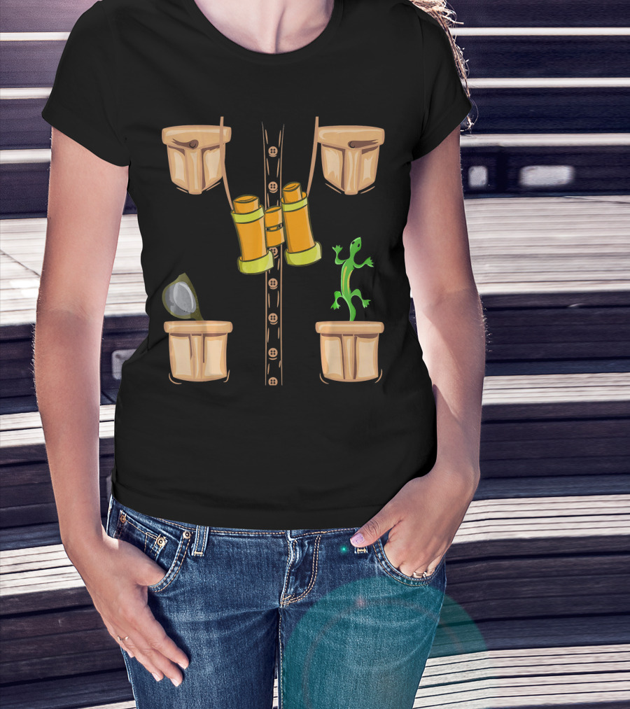 Halloween Animal Zookeeper Jungle Safari Binoculars Lizard Costume T-Shirt