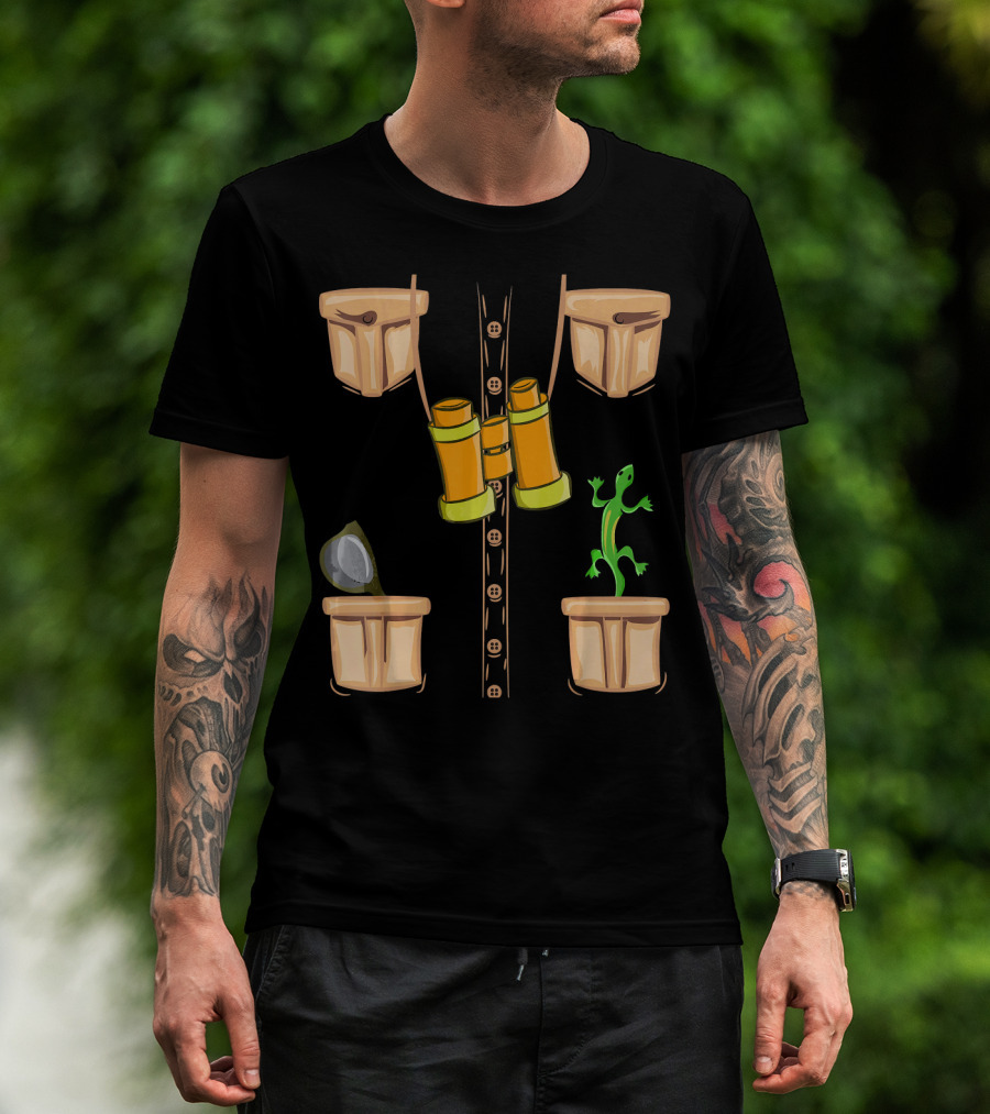 Halloween Animal Zookeeper Jungle Safari Binoculars Lizard Costume T-Shirt