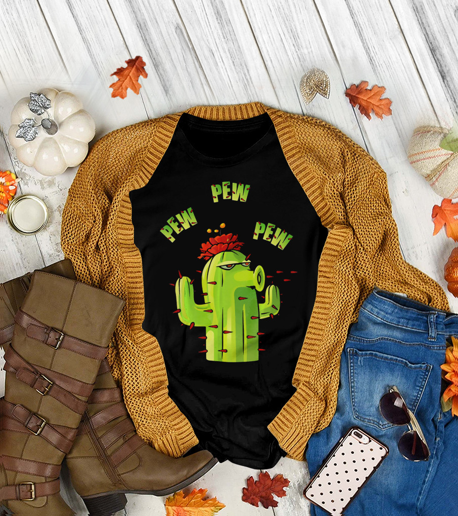 Plants Garden Warfare Vs Zombi Pew Pew Cactus T-Shirt