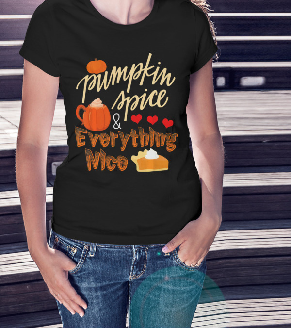 Pumpkin Spice And Everything Nice Hearts Pie Slice T-Shirt