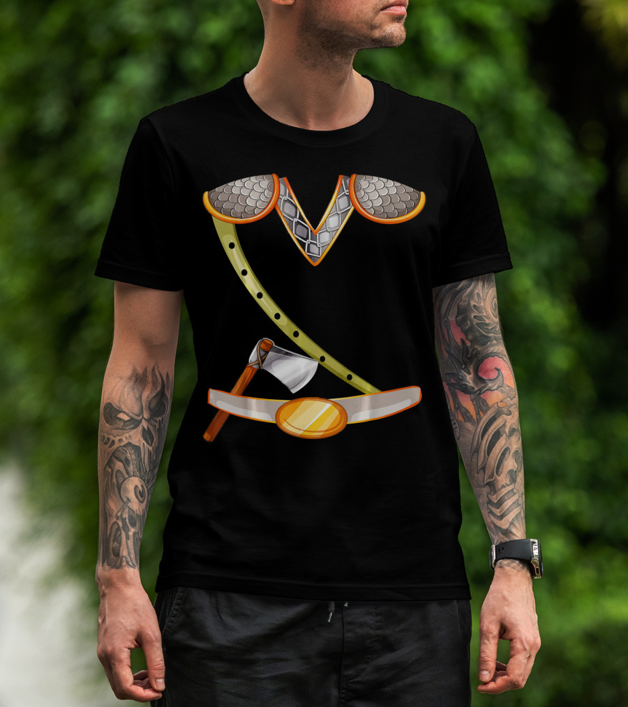 Viking Costume Norse Axe And Armor Halloween Idea T-Shirt