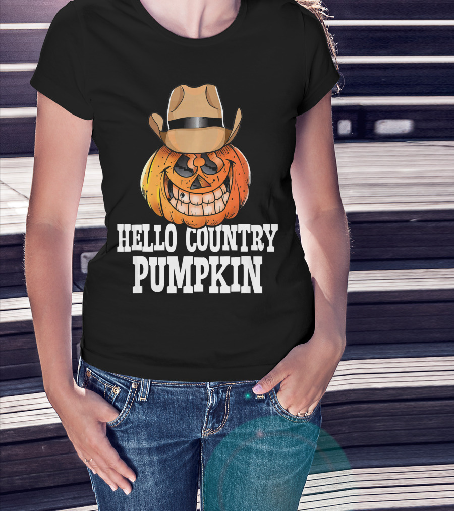 Hello Country Pumpkin Cowboy Jack-O'-Lantern T-Shirt