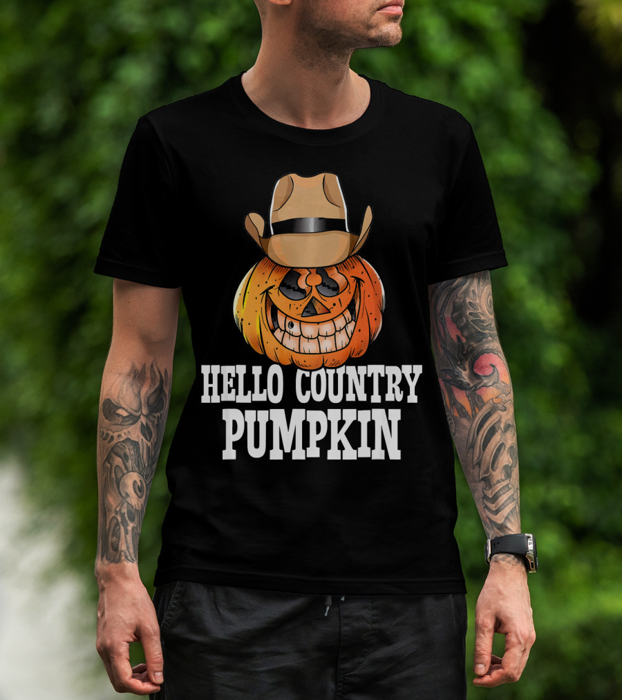 Hello Country Pumpkin Cowboy Jack-O'-Lantern T-Shirt