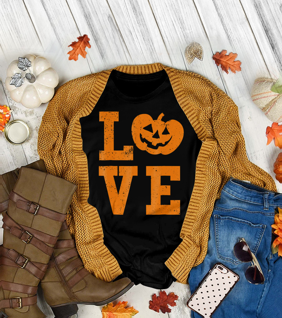 LOVE Halloween Funny Jack O Lantern T-Shirt