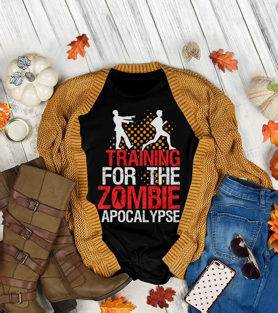 Training for the Zombie Apocalypse Marathon Running Humor T-Shirt