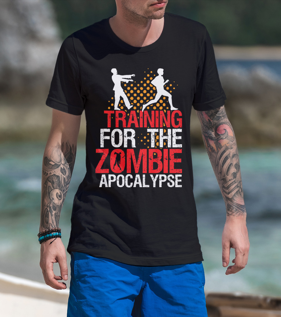 Training For The Zombie Apocalypse Marathon Running Humor T-Shirt