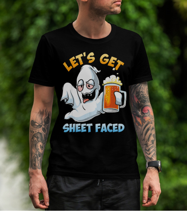 LET'S GET SHEET FACED Ghost With Beer T-Shirt