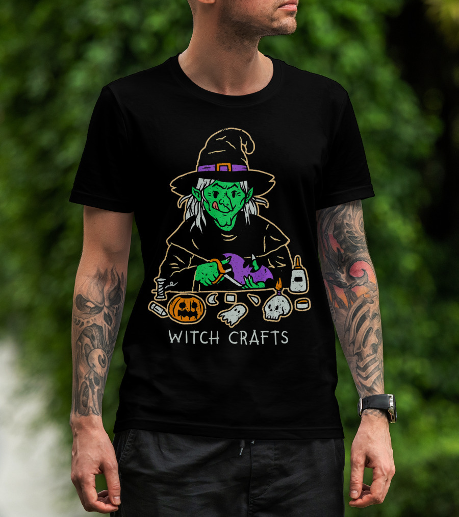 Witch Crafts Halloween Witchcraft With Pumpkins And Spooky Elements T-Shirt