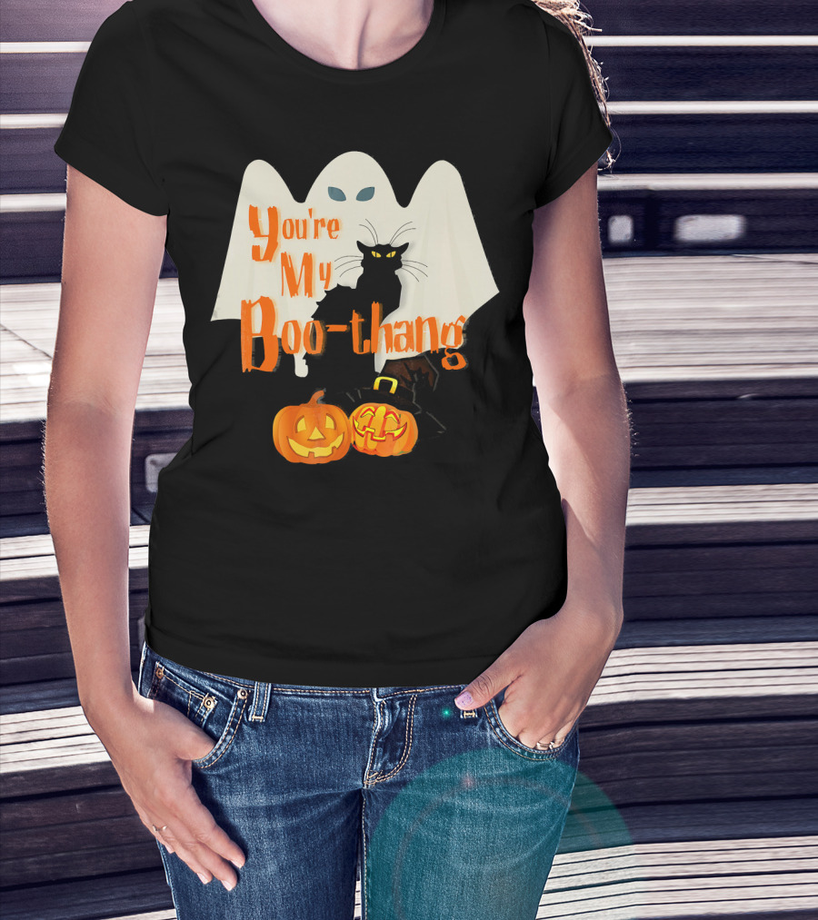 You're My Boo-Thang Halloween Ghost Black Cat Pumpkins T-Shirt