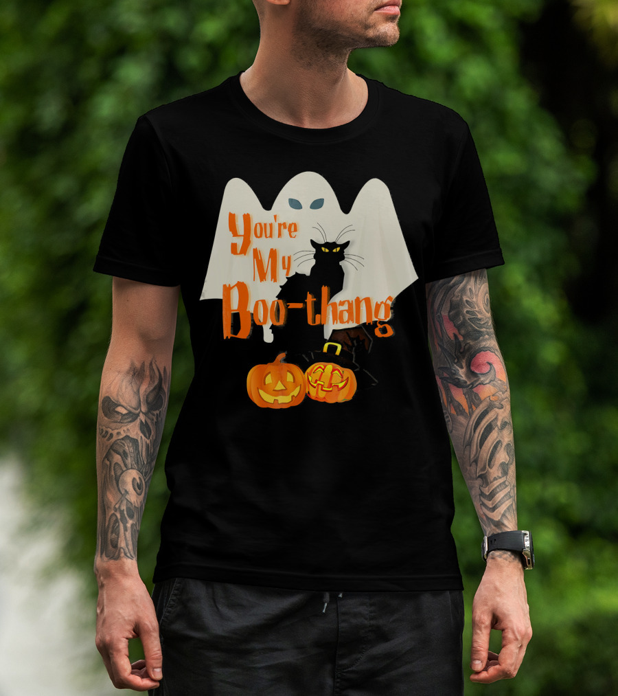 You're My Boo-Thang Halloween Ghost Black Cat Pumpkins T-Shirt