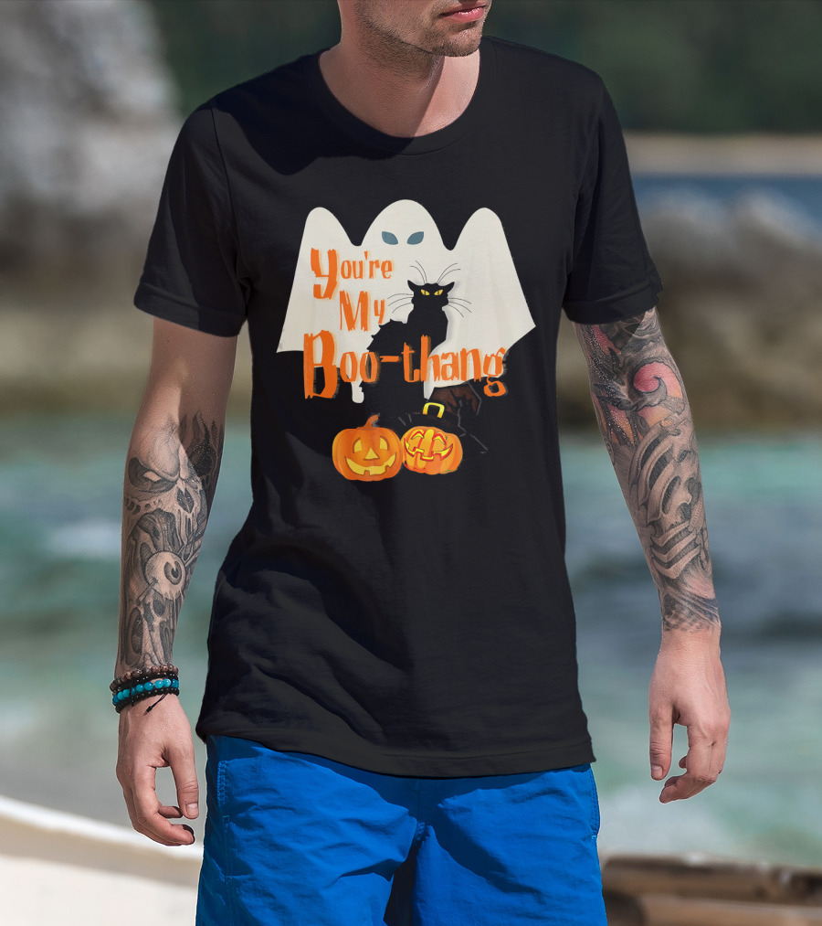 You're My Boo-Thang Halloween Ghost Black Cat Pumpkins T-Shirt