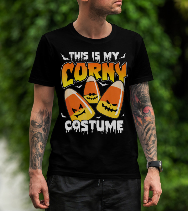 This Is My Corny Costume Candy Corn Halloween Bats T-Shirt