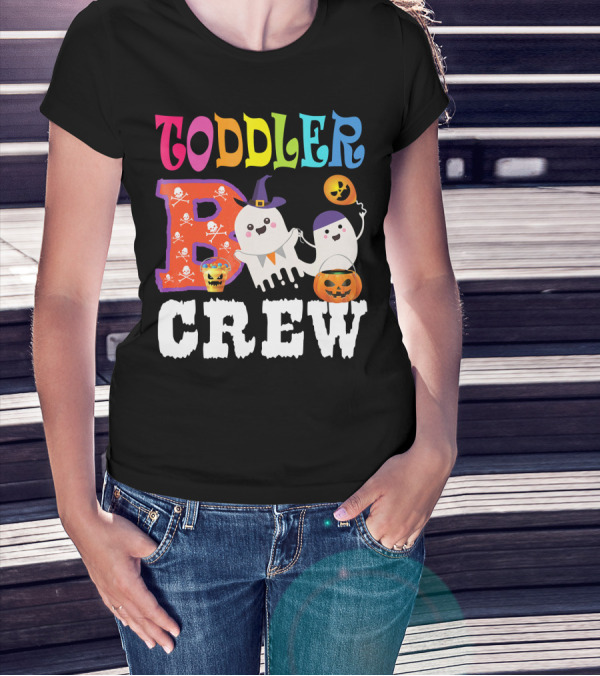 Toddler Boo Crew Halloween Ghosts And Skulls T-Shirt