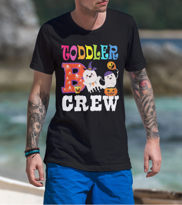 Toddler Boo Crew Halloween Ghosts And Skulls T-Shirt