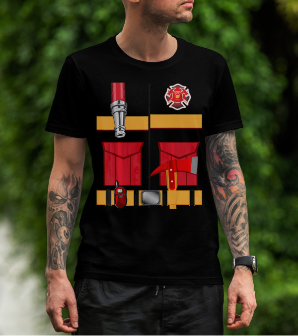 Firefighter Tools Axe Hose Crest Radio Uniform T-Shirt