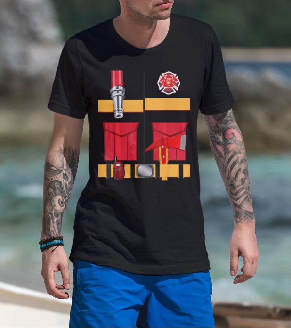 Firefighter Tools Axe Hose Crest Radio Uniform T-Shirt