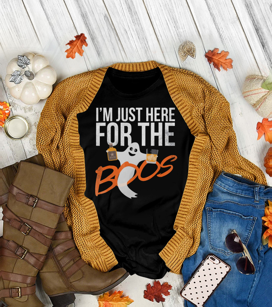 I'm Just Here For The Boos Funny Ghost Whisky T-Shirt