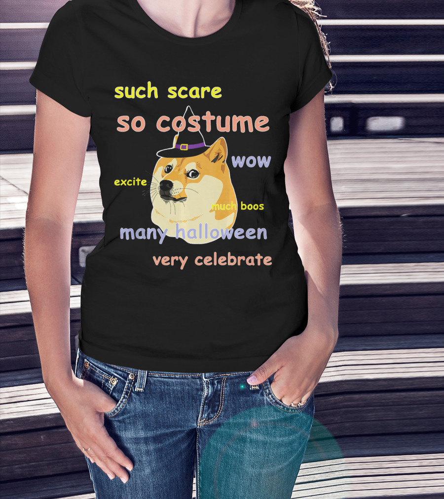 Such Scare So Costume Wow Excite Much Boos Many Halloween Very Celebrate T-Shirt