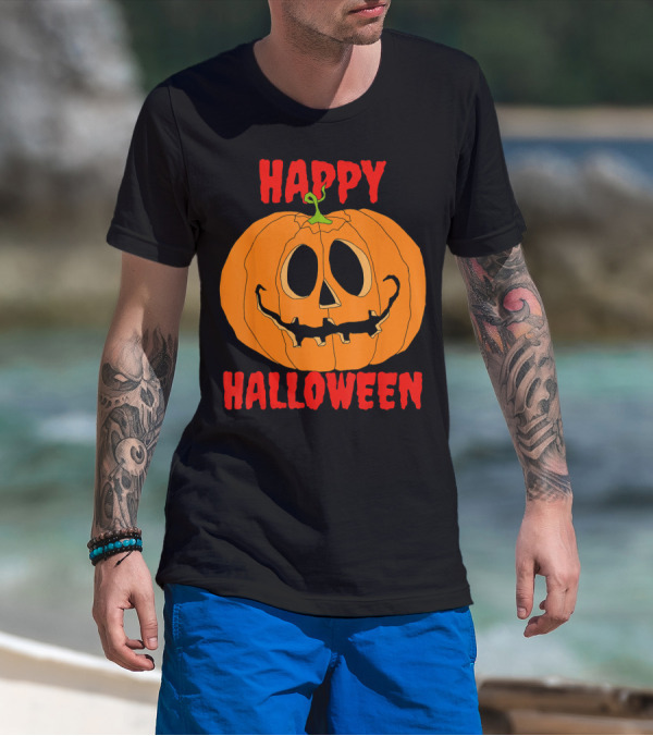 Happy Halloween Big Orange Jack O Lantern Pumpkin T-Shirt