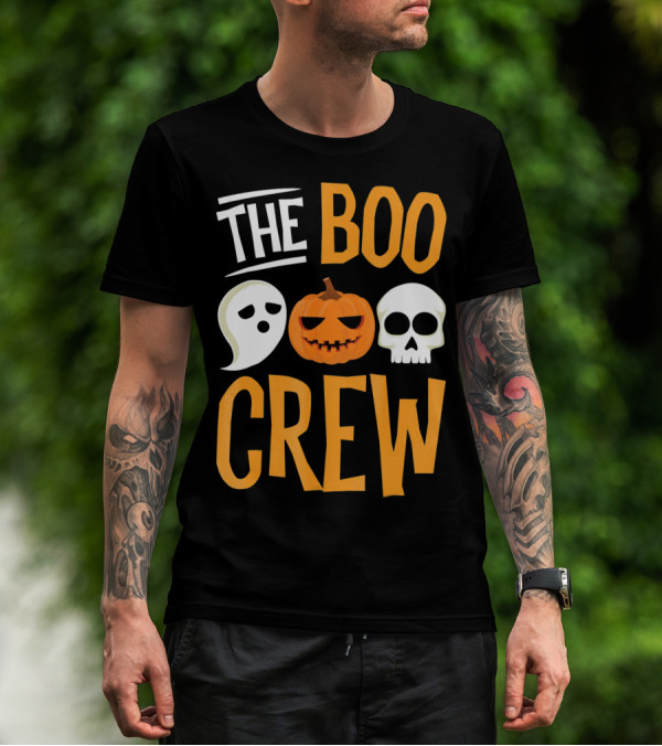The Boo Crew Ghost Pumpkin Skull Halloween T-Shirt