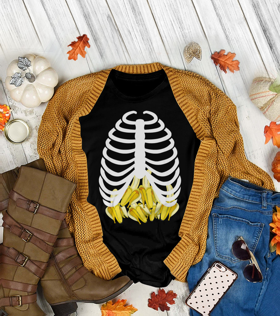 Halloween Rib Cage Banana Costume Adult Youth Kids T-Shirt