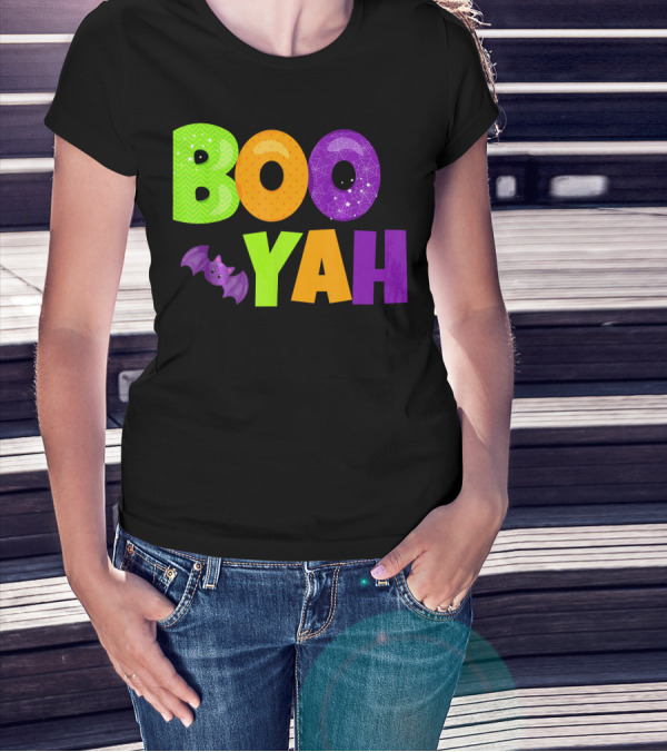 Boo Yah Halloween Bat Spooky Colors T-Shirt