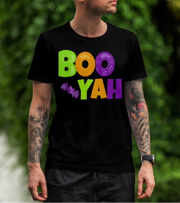 Boo Yah Halloween Bat Spooky Colors T-Shirt