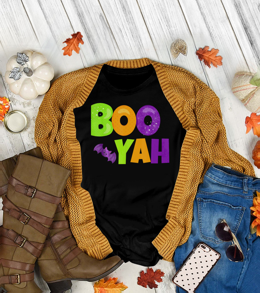 Boo Yah Halloween Bat Spooky Colors T-Shirt