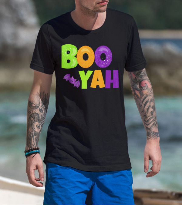 Boo Yah Halloween Bat Spooky Colors T-Shirt