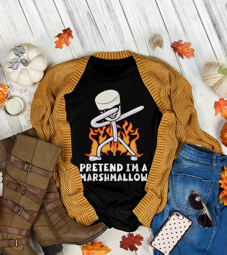 Pretend I'm a Marshmallow Funny Dab with Flames T-Shirt