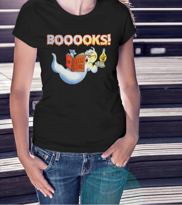 Halloween Ghost Booooks Ghost Stories Lamp Book Lover T-Shirt