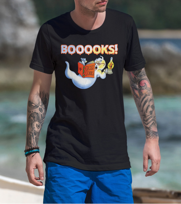 Halloween Ghost Booooks Ghost Stories Lamp Book Lover T-Shirt