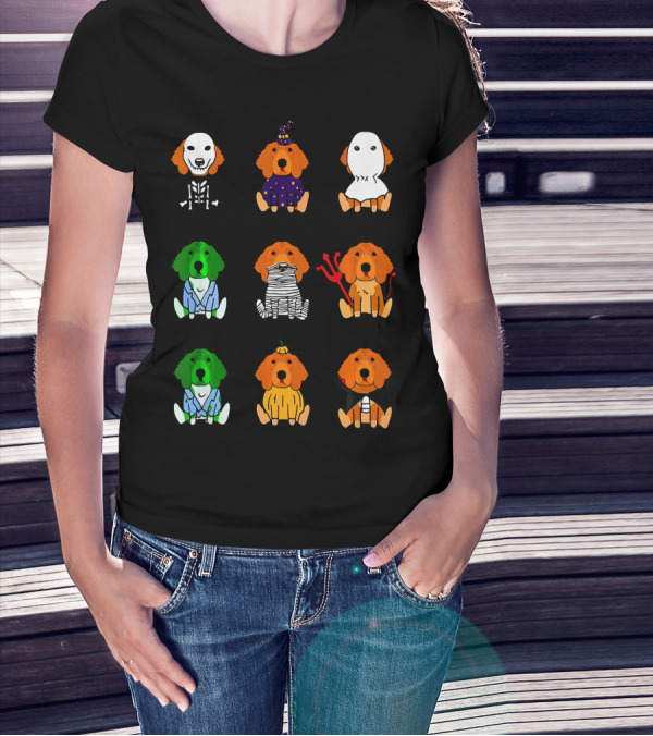 Irish Setter Halloween Costumes Skeleton Mummy Ghost Devil Pumpkin Wizard Green Monster T-Shirt