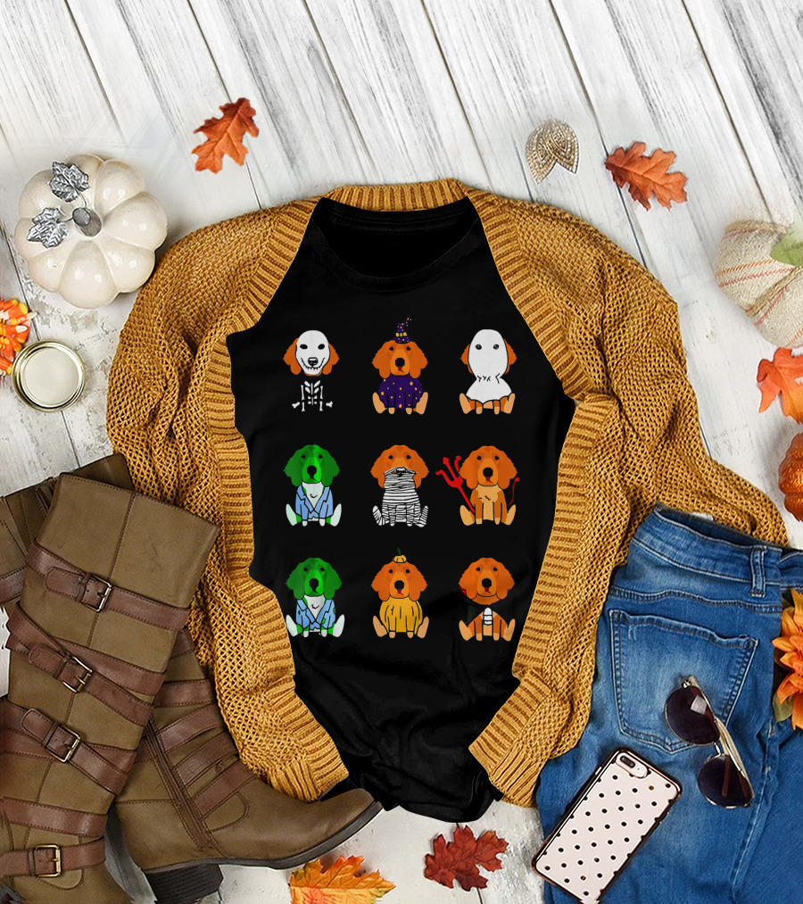 Irish Setter Halloween Costumes Skeleton Mummy Ghost Devil Pumpkin Wizard Green Monster T-Shirt