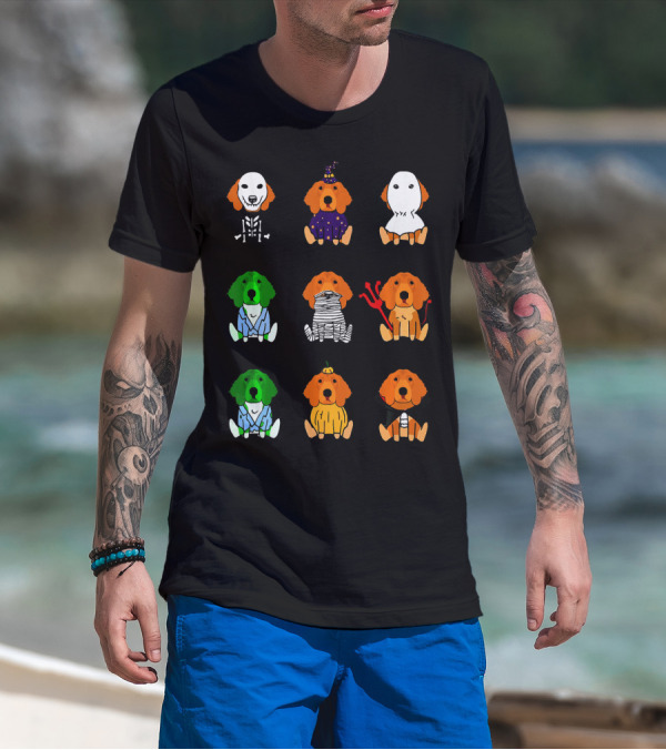 Irish Setter Halloween Costumes Skeleton Mummy Ghost Devil Pumpkin Wizard Green Monster T-Shirt
