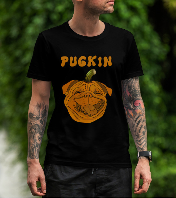Pugkin Funny Pug Pumpkin Face T-Shirt