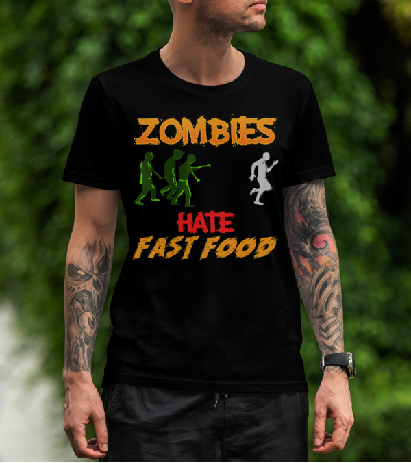 Zombies Hate Fast Food Fleeing From Funny Zombi Chase T-Shirt