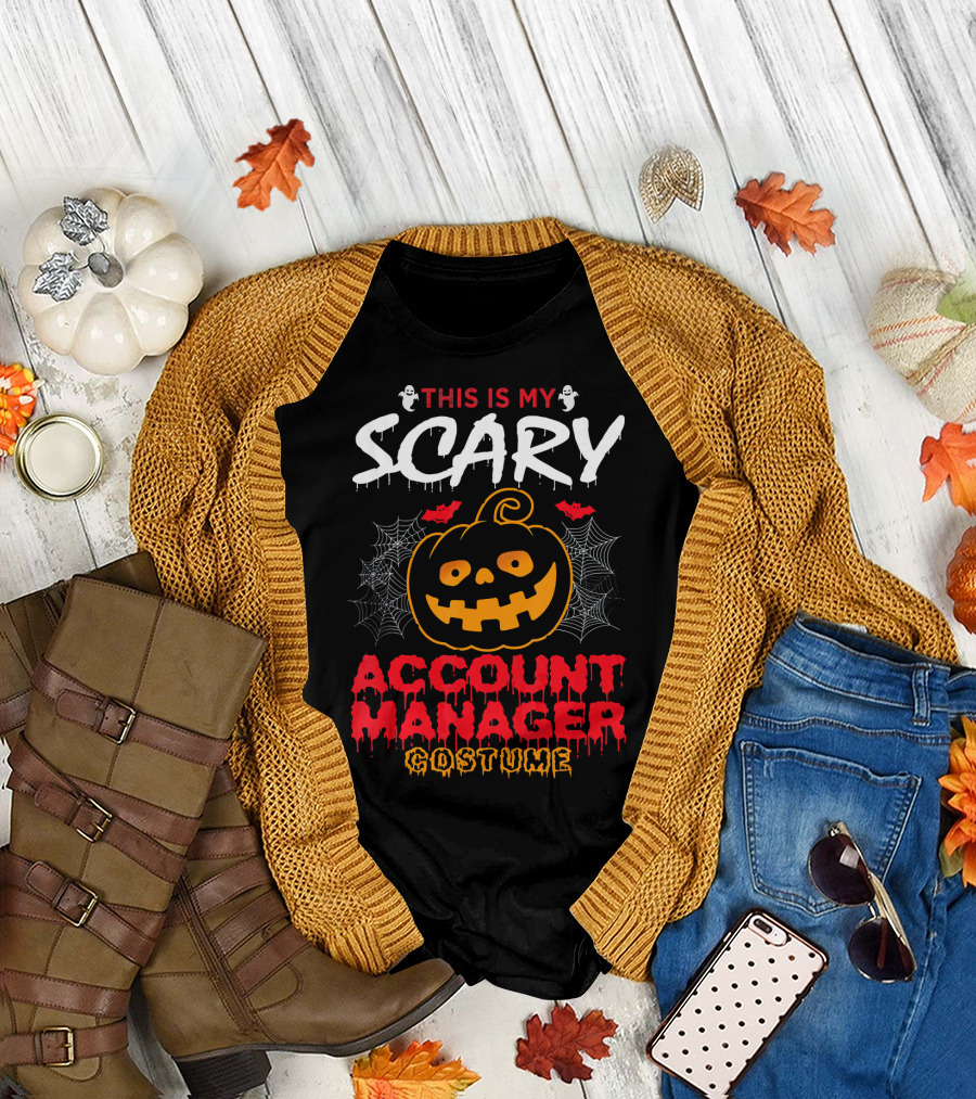 This Is My Scary Account Manager Costume With Jack-O'-Lantern Ghosts and Spiderwebs T-Shirt